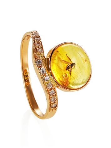 Amber Ring With Inclusions And Crystals In Gold The Clio, Ring Size: 7 / 17.5, image 