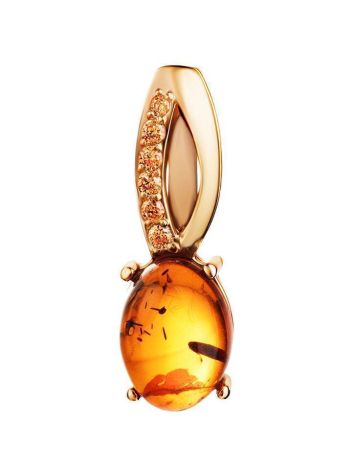 Gold-Plated Pendant With Oval Amber And Champagne Crystals The Raphael, image 