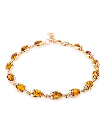 Link Gold Plated Bracelet With Cognac Amber The Astrid, image 