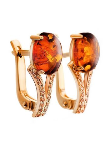 Amber Earrings In Gold-Plated Silver With Champagne Crystals The Raphael, image 