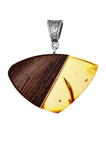 Handcrafted Wooden Pendant With Lemon Amber The Indonesia, image 
