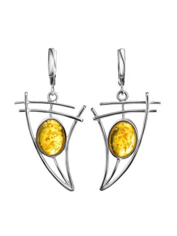 Drop Amber Earrings In Sterling Silver The Sail, image 