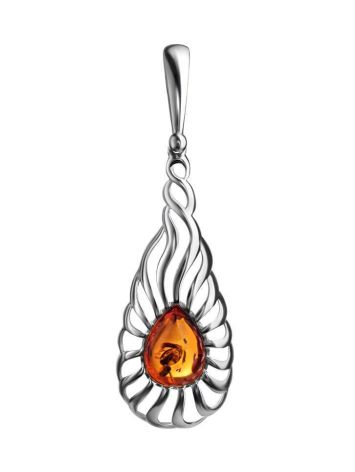 Elegant Cognac Amber Pendant In Sterling Silver The Sevilla, image 