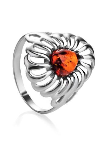 Elegant Cognac Amber Ring In Sterling Silver The Sevilla, Ring Size: 5.5 / 16, image 