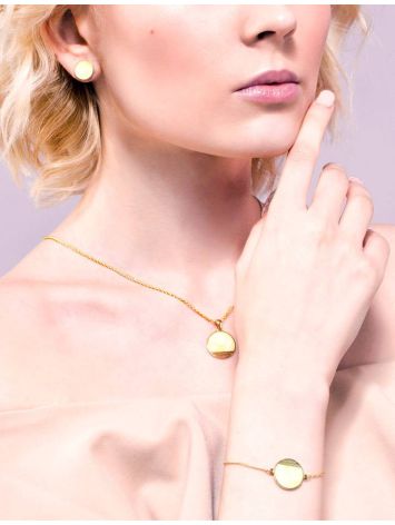 Flat Round Amber Pendant In Gold-Plated Silver The Monaco, image , picture 2