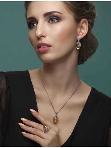Fabulous Amber Pendant In Sterling Silver The Spider Web, image , picture 4