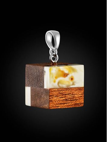 Cubic Wooden Pendant With White Amber The Indonesia, image , picture 2