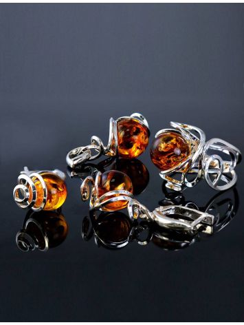 Cognac Amber Pendant In Sterling Silver The Flamenco, image , picture 6