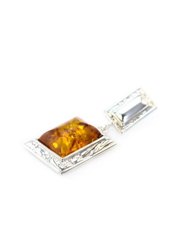 Geometric Silver Pendant With Bright Cognac Amber The Hermitage, image , picture 3