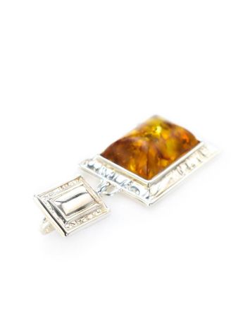 Geometric Silver Pendant With Bright Cognac Amber The Hermitage, image , picture 4