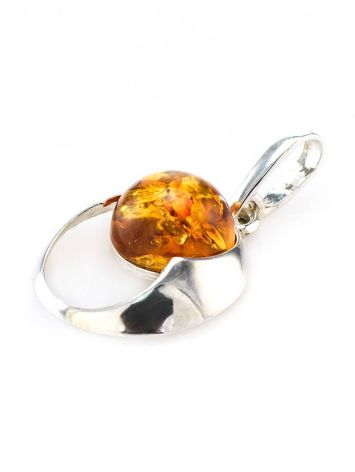 Geometric Silver Pendant With Cognac Amber The Orion, image , picture 2