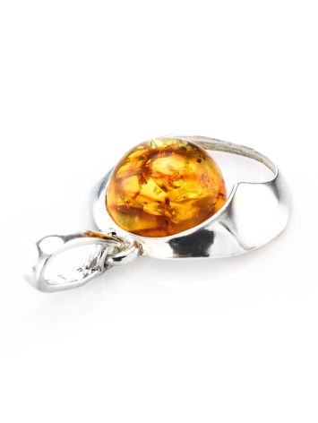 Geometric Silver Pendant With Cognac Amber The Orion, image , picture 4