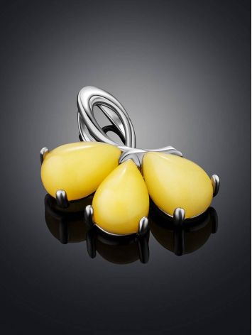 Charming Floral Silver Pendant With Honey Amber The Dandelion, image , picture 2