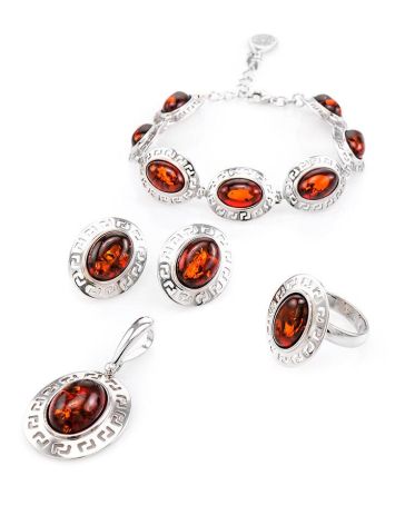 Oval Amber Pendant In Sterling Silver The Ellas, image , picture 6