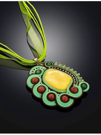 Macrame Necklace With Honey Amber The India, image , picture 2
