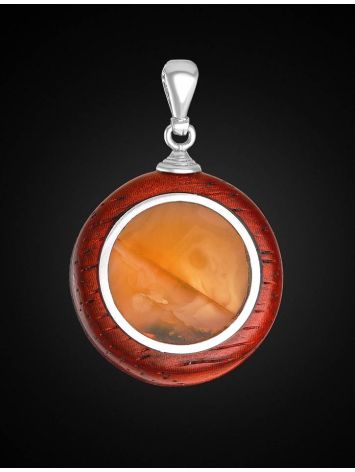 Round Honey Amber Pendant With Padauk Wood The Indonesia, image , picture 3