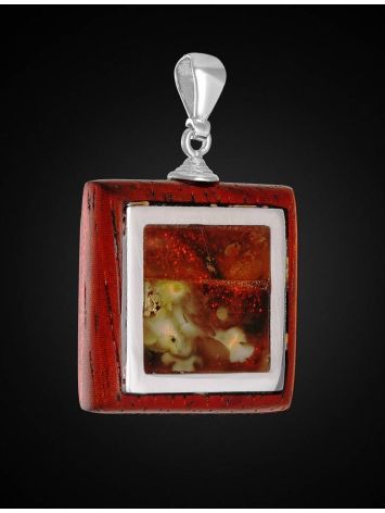 Square Wooden Pendant With Cognac Amber The Indonesia, image , picture 3