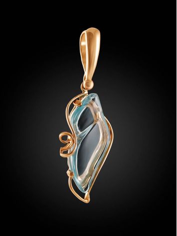 Ornate Gold Plated Silver Pendant With Light Blue Topaz The Serenade, image , picture 3