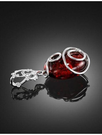 Oval Cherry Amber Pendant In Streling Silver The Toscana, image , picture 2