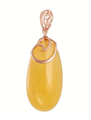 Gold-Plated Teardrop Pendant With Honey Amber The Cascade, image , picture 4