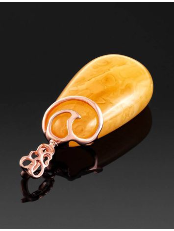 Gold-Plated Teardrop Pendant With Honey Amber The Cascade, image , picture 2