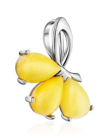 Charming Floral Silver Pendant With Honey Amber The Dandelion, image , picture 3