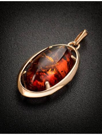 Gold-Plated Pendant With Cognac Amber The Elegy, image , picture 2