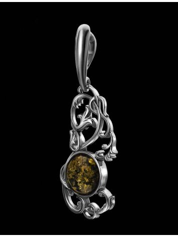 Filigree Silver Pendant With Green Amber The Tivoli, image , picture 5