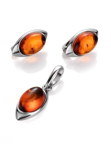 Sterling Silver Oval Pendant With Cognac Amber The Amaranth, image , picture 4