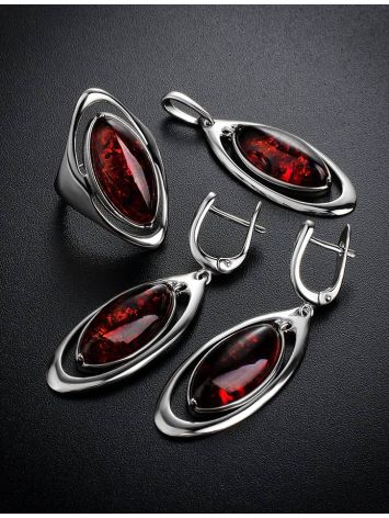 Stylish Cherry Amber Pendant In Sterling Silver The Sonnet, image , picture 4