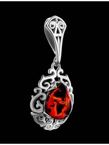 Ornate Silver Pendant With Amber The Luxor, image , picture 2