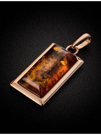 Square Cut Amber Pendant In Gold-Plated Silver The Chelsea, image , picture 2