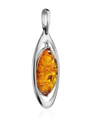 Bright Silver Pendant With Cognac Amber The Sonnet, image , picture 3