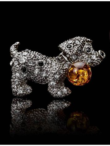 Cognac Amber And Crystals Puppy Brooch The Puppy, image , picture 2