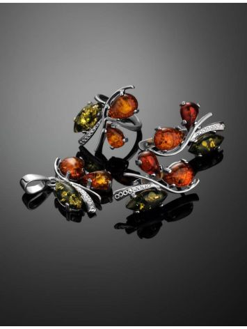 Sterling Silver Pendant With Multicolor Amber The Verbena, image , picture 5