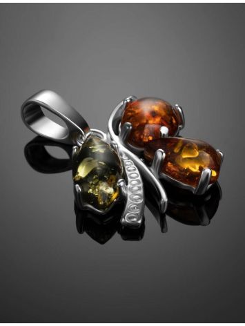 Sterling Silver Pendant With Multicolor Amber The Verbena, image , picture 2