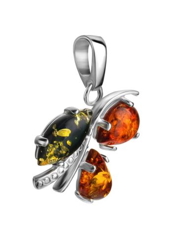 Sterling Silver Pendant With Multicolor Amber The Verbena, image , picture 3