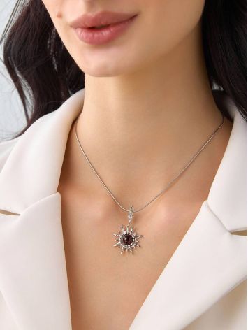 Sun Shaped Amber Pendant In Sterling Silver The Helios, image , picture 2