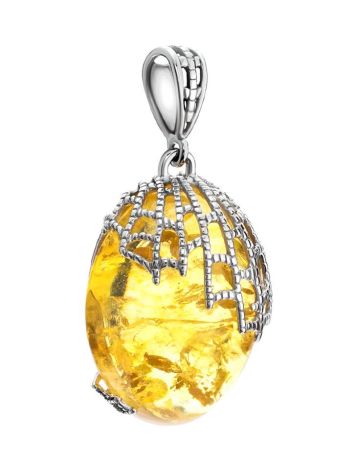Fabulous Amber Pendant In Sterling Silver The Spider Web, image , picture 3