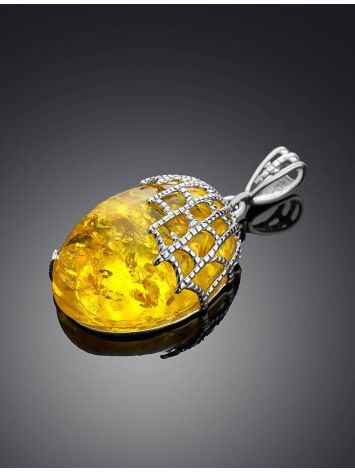 Fabulous Amber Pendant In Sterling Silver The Spider Web, image , picture 2