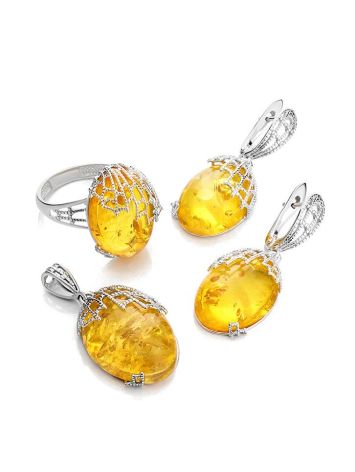 Fabulous Amber Pendant In Sterling Silver The Spider Web, image , picture 5