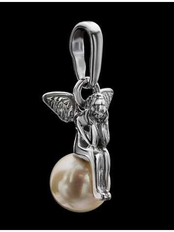 Silver Pendant With Cultured Pearl The Angel, image , picture 2