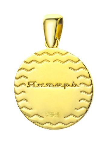Flat Round Amber Pendant In Gold-Plated Silver The Monaco, image , picture 5