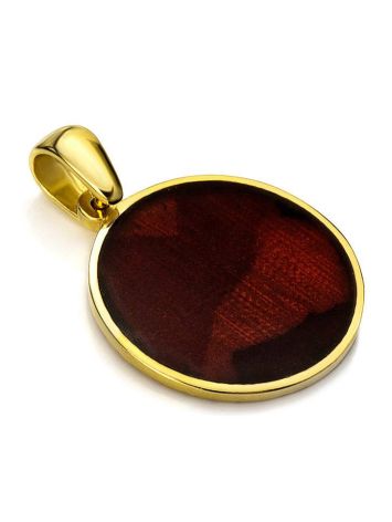 Round Amber Pendant In Gold-Plated Silver The Monaco, image , picture 3