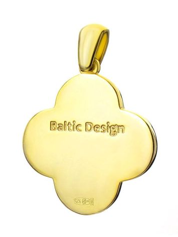Clover Amber Pendant In Gold-Plated Silver The Monaco, image , picture 4