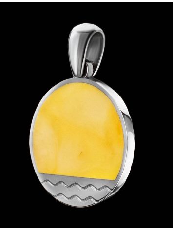 Round Amber Pendant In Sterling Silver The Monaco, image , picture 2