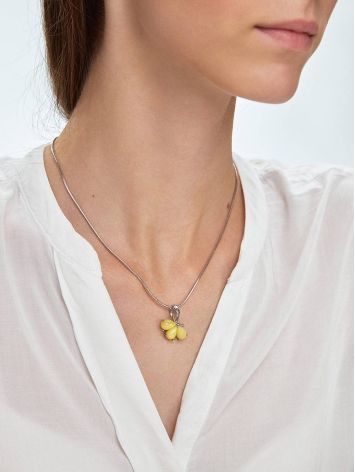 Charming Floral Silver Pendant With Honey Amber The Dandelion, image , picture 4
