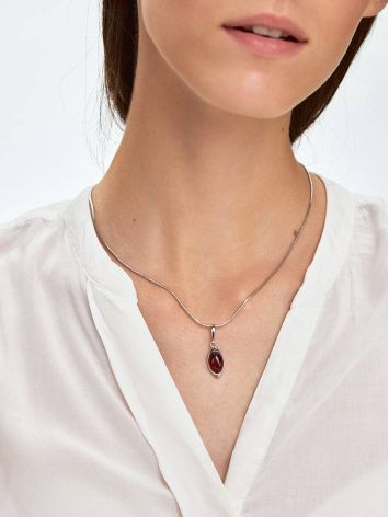 Elegant Silver Pendant With Cherry Amber The Amaranth, image , picture 2