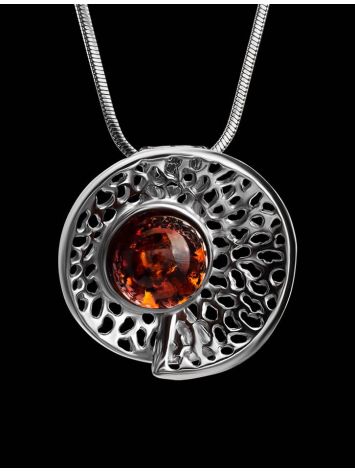 Round Amber Pendant In Sterling Silver The Venus, image , picture 2