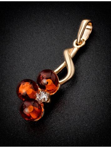 Gold-Plated Pendant With Cognac Amber And Crystals The Mimosa, image , picture 2